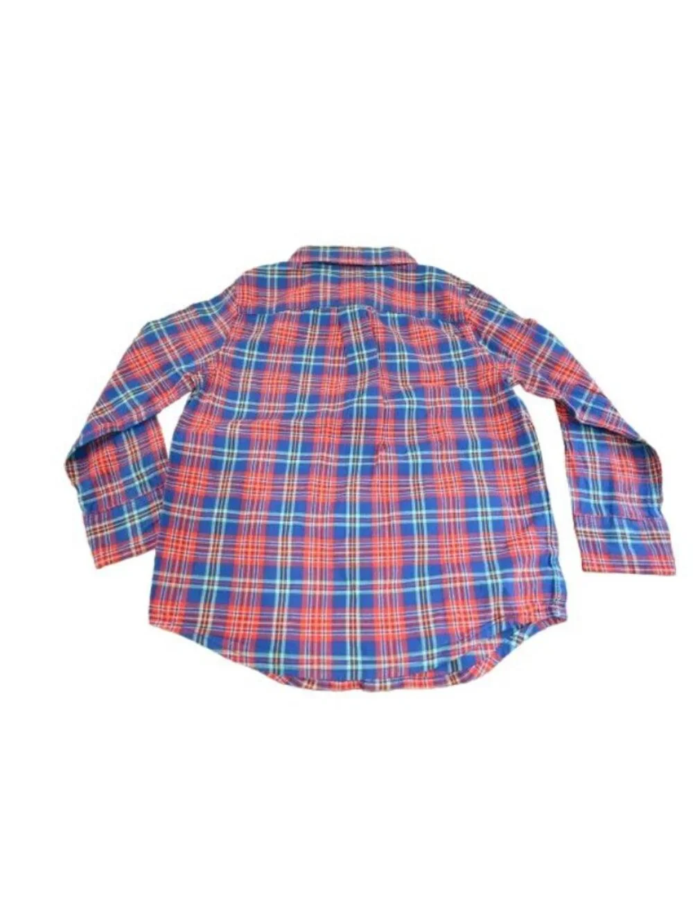 Janie and Jack Toddler Boys Plaid Button Front Shirt Blue Red 18-24 Months